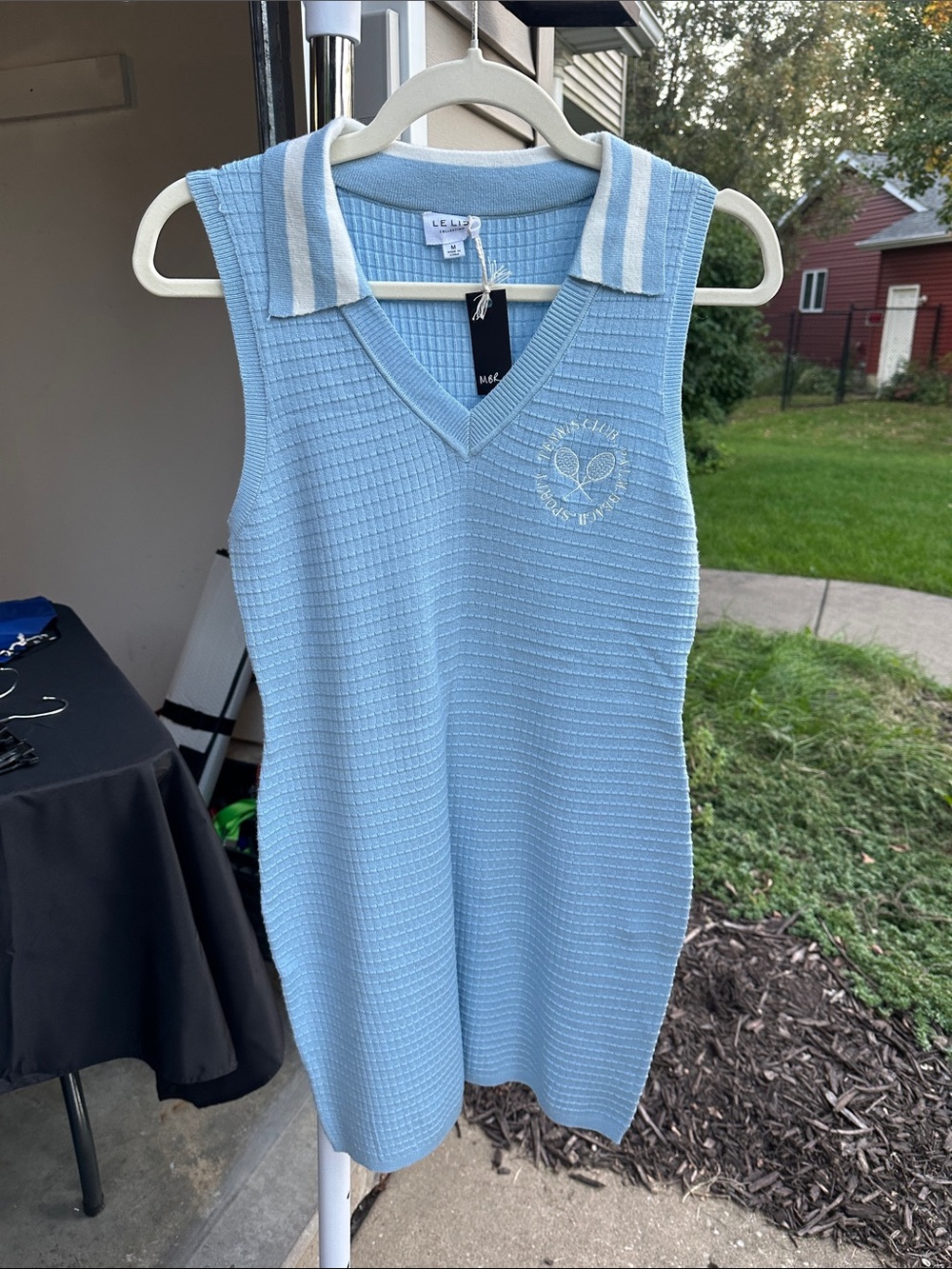 Le Lis Light Blue Sleeveless Knit Polo Dress